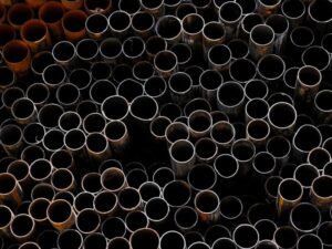 old rusty pipes in the junkyard